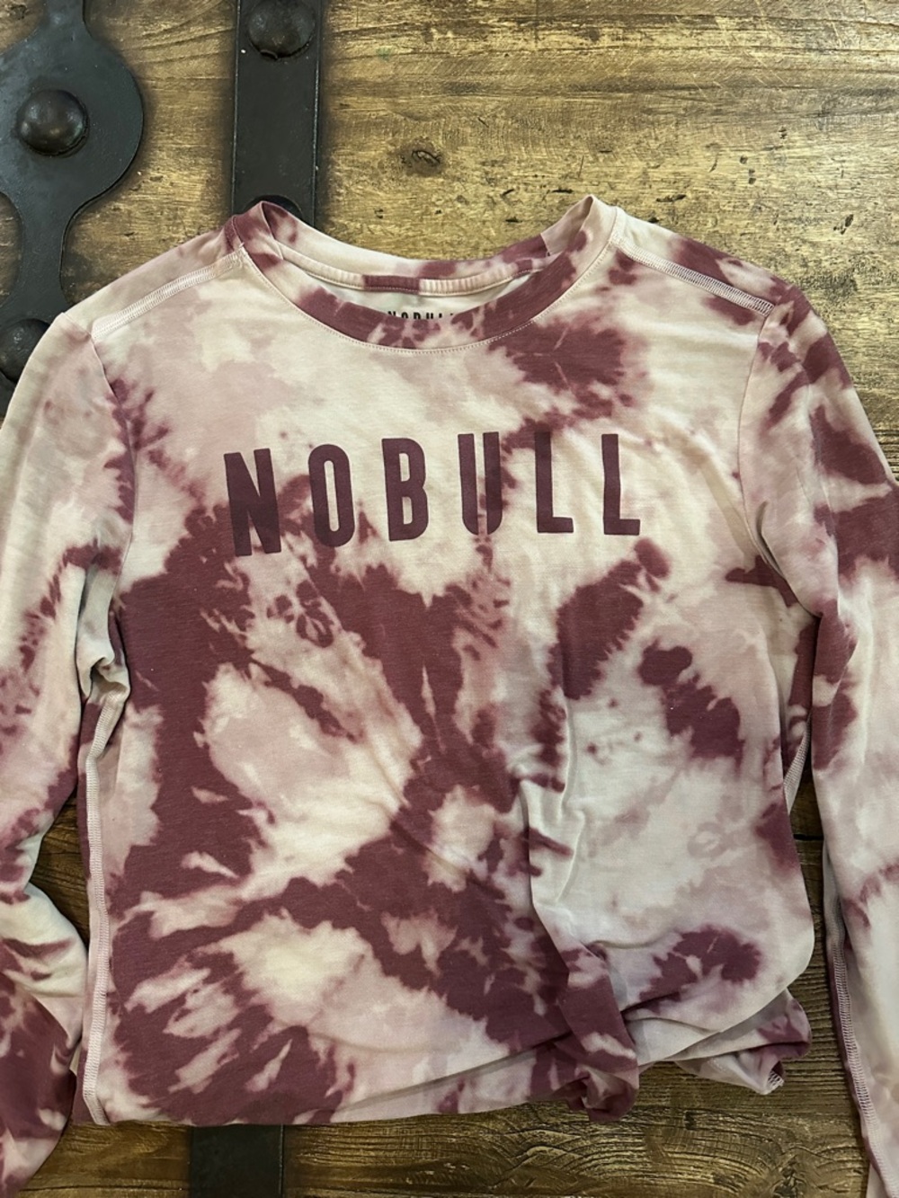NOBULL Maroon and Cream Tie-Dye Long Sleeve Tee